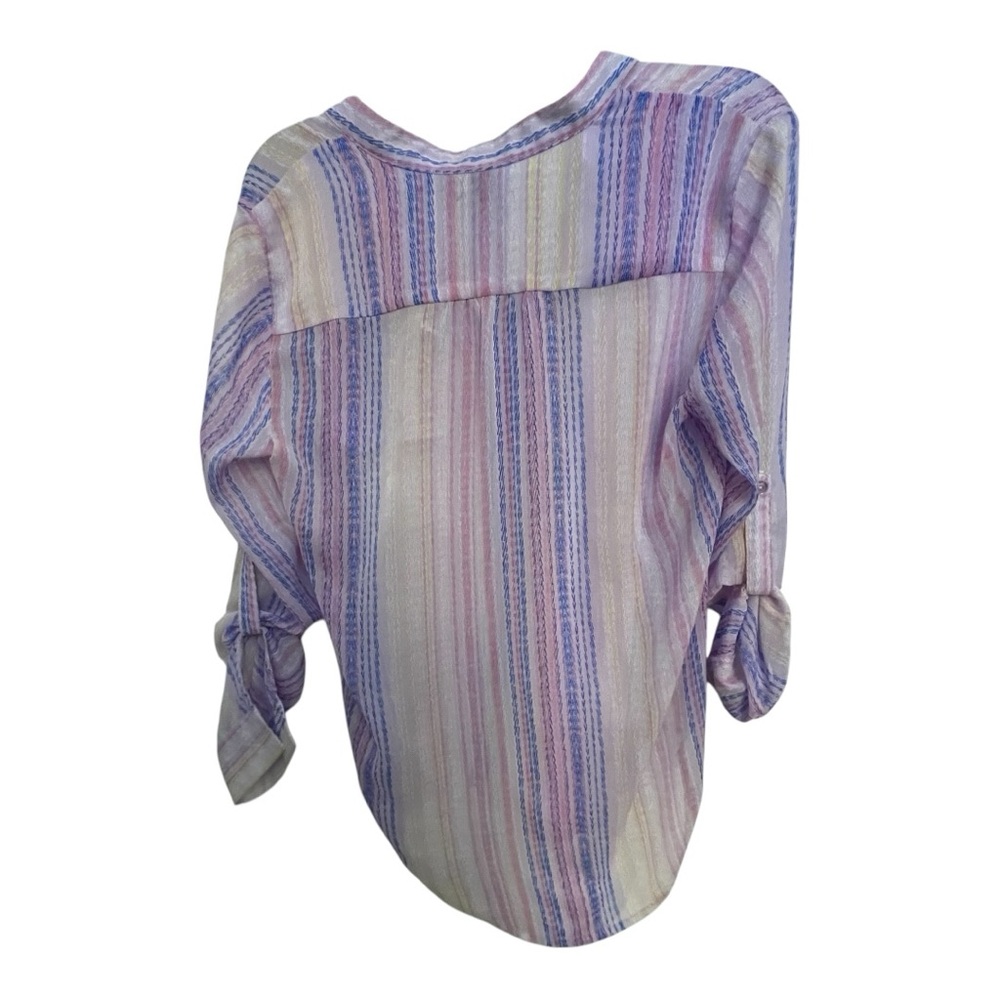Kut from the Kloth Purple and Pink 3/4 Sleeve Button Down Shirt - Picture 3 of 5